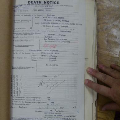 TUCKER John Albert - died 29 April 1950