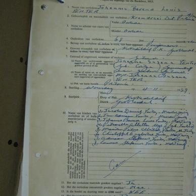 VENTER Johannes Barend Louis - oorlede 4 Nov 1959
