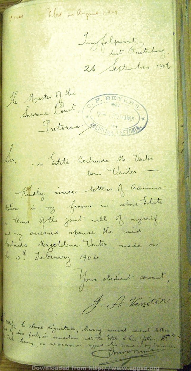 1906 TAB MHG 09469 VENTER GERTRUIDA (12) 1906 TAB MHG 09469 VENTER GERTRUIDA (12)