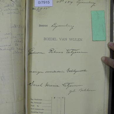 VILJOEN Gideon Petrus - oorlede 7 Mrt 1893
