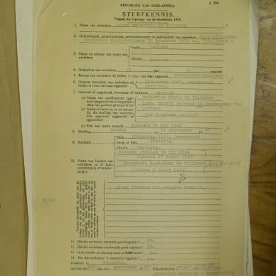 VILLIERS James Neethling DE - died 10 Sep 1967
