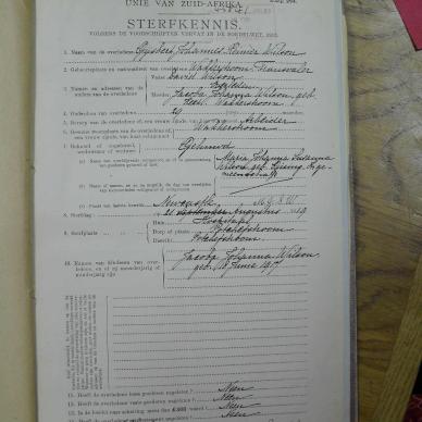 WILSON Gysbert Johannes Reinier - oorlede 21 Aug 1919