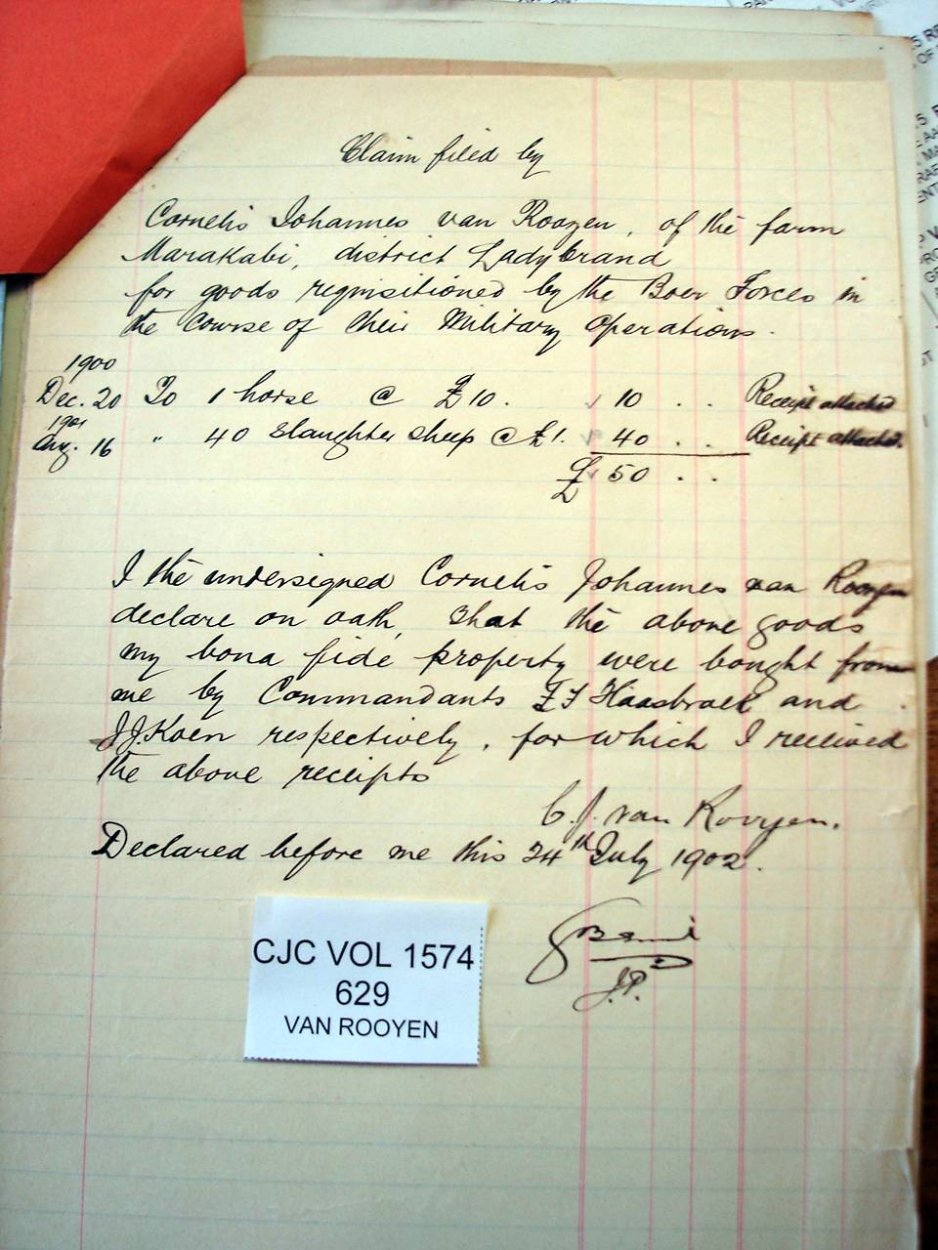 CJC 1574-629 VAN ROOYEN Cornelius Johannes e CJC 1574-629 VAN ROOYEN Cornelius Johannes e