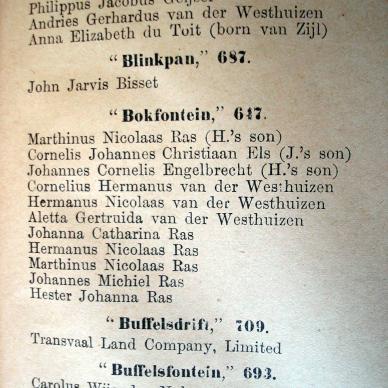 RUSTENBURG List of farms 1901 (TAB TPK 152) c