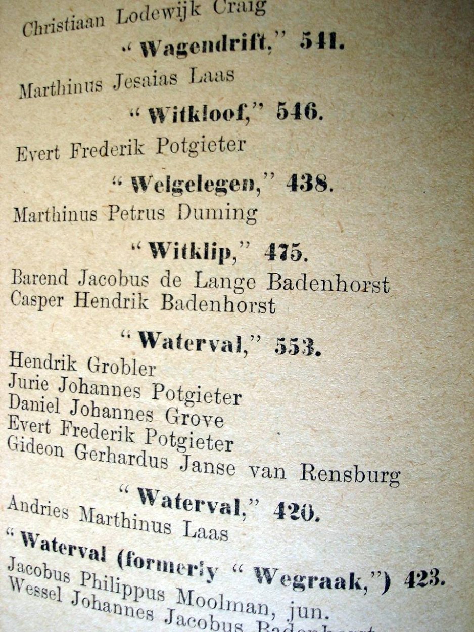 VRYHEID List of farms 1901 f VRYHEID List of farms 1901 f