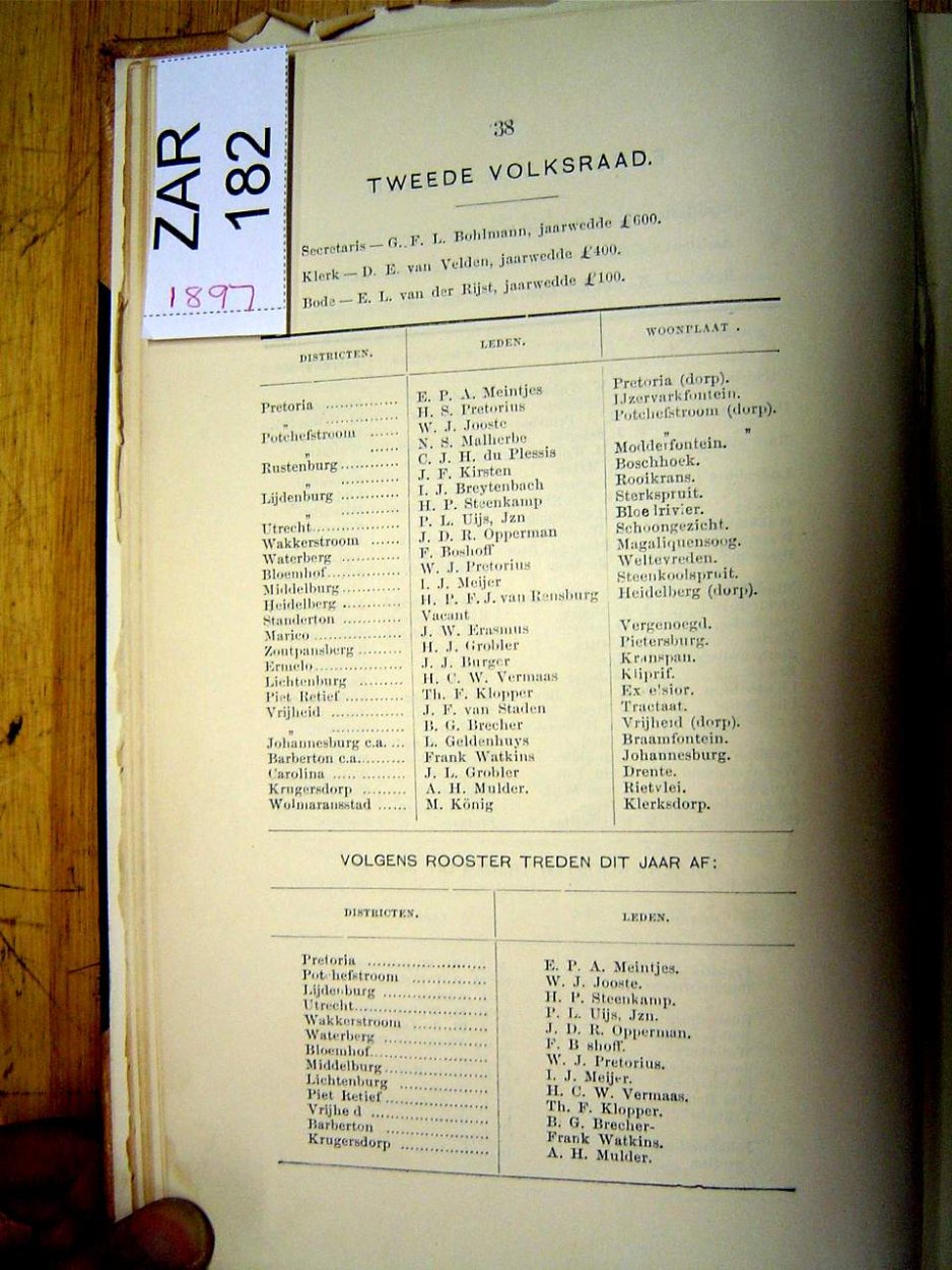 ZAR 182 1897 Tweede Volksraad 01 ZAR 182 1897 Tweede Volksraad 01