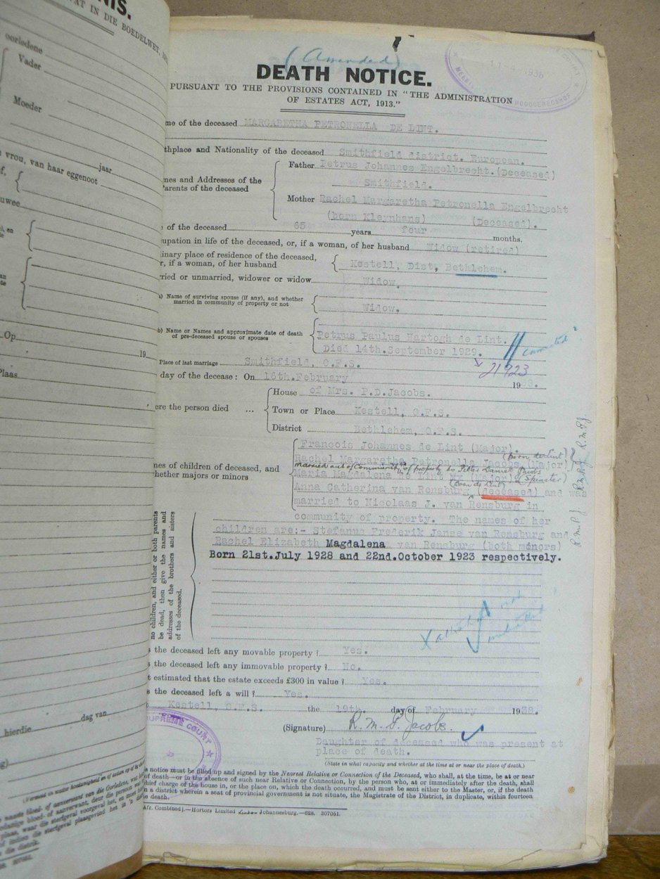 LINT Margaretha Petronella DE nee ENGELBRECHT - oorlede 16 Feb 1938 LINT Margaretha Petronella DE nee ENGELBRECHT - oorlede 16 Feb 1938