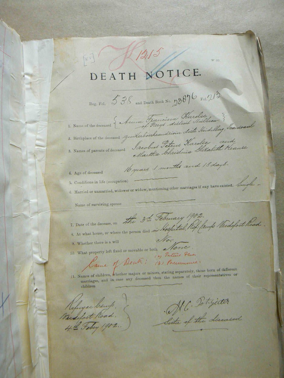 KARELSE Anna Francina - oorlede 3 Feb 1902 KARELSE Anna Francina - oorlede 3 Feb 1902