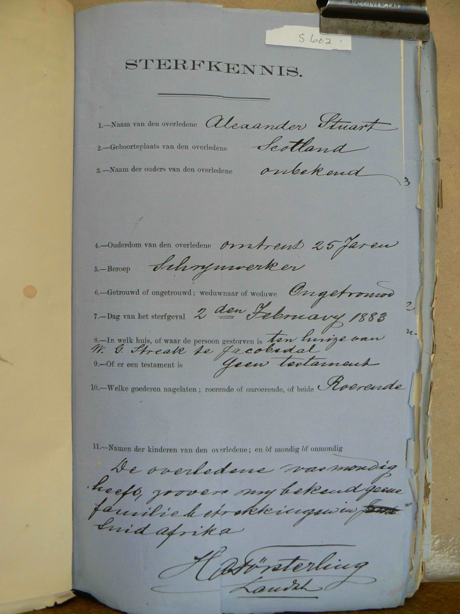 STUART Alexander died 2 February 1883 STUART Alexander died 2 February 1883