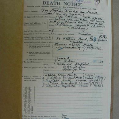 HEATH Elsie Sophia Cornelia nooiensvan VAN DER MERWE - died 7 October 1935