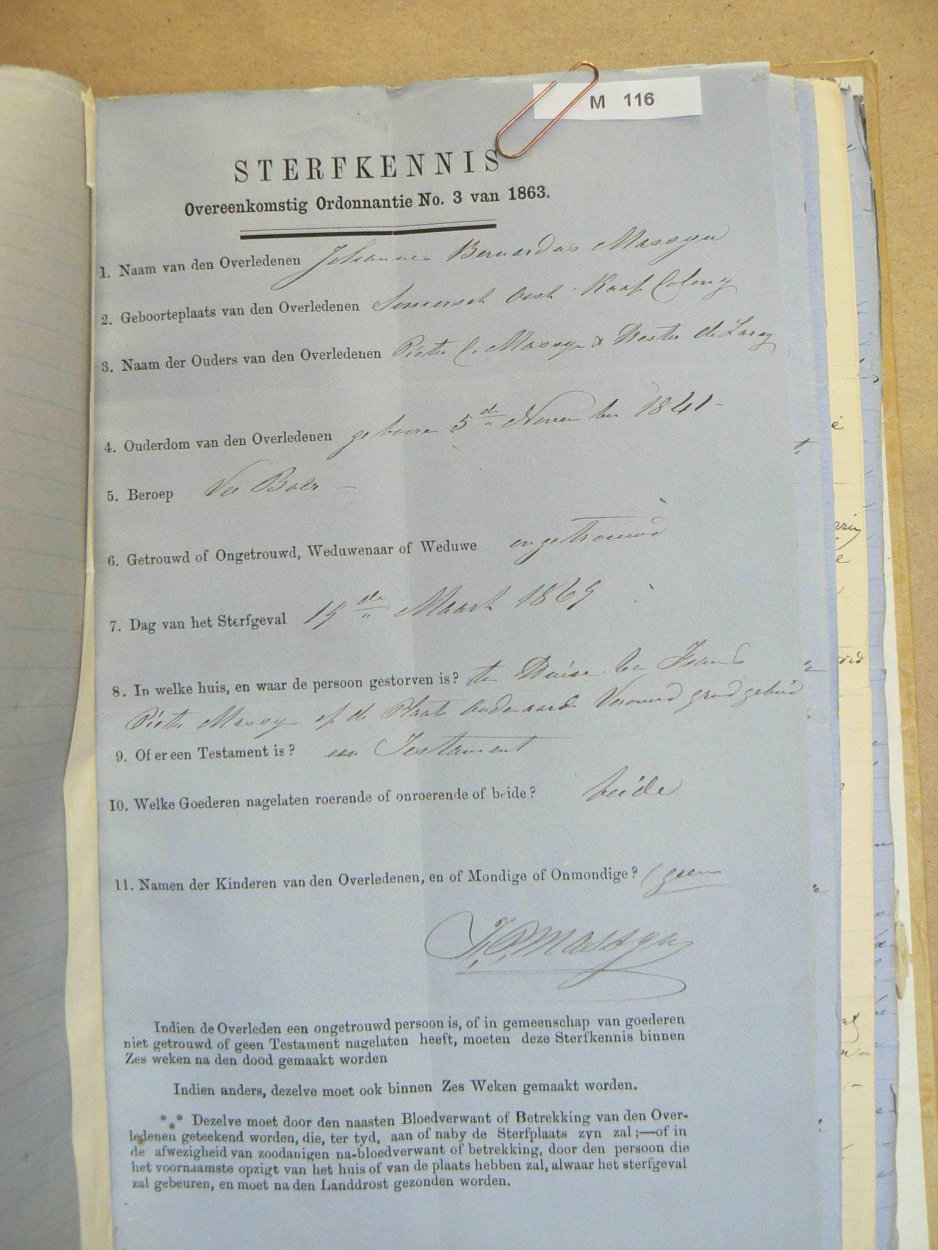 MASSYN Johannes Bernardus - oorlede 19 Mrt 1869 MASSYN Johannes Bernardus - oorlede 19 Mrt 1869