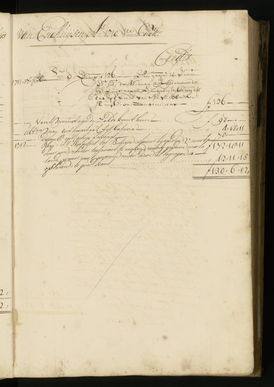 VERMOOLEN Dirk Cornelisz - van Enkhuizen, hoogbootsmanmaat, 1710 - Debet VERMOOLEN Dirk Cornelisz - van Enkhuizen, hoogbootsmanmaat, 1710 - Debet